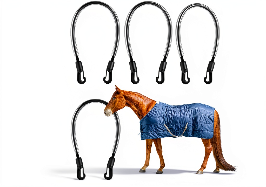 Mkhaslri horse blanket straps attached to a blanket on a horse
