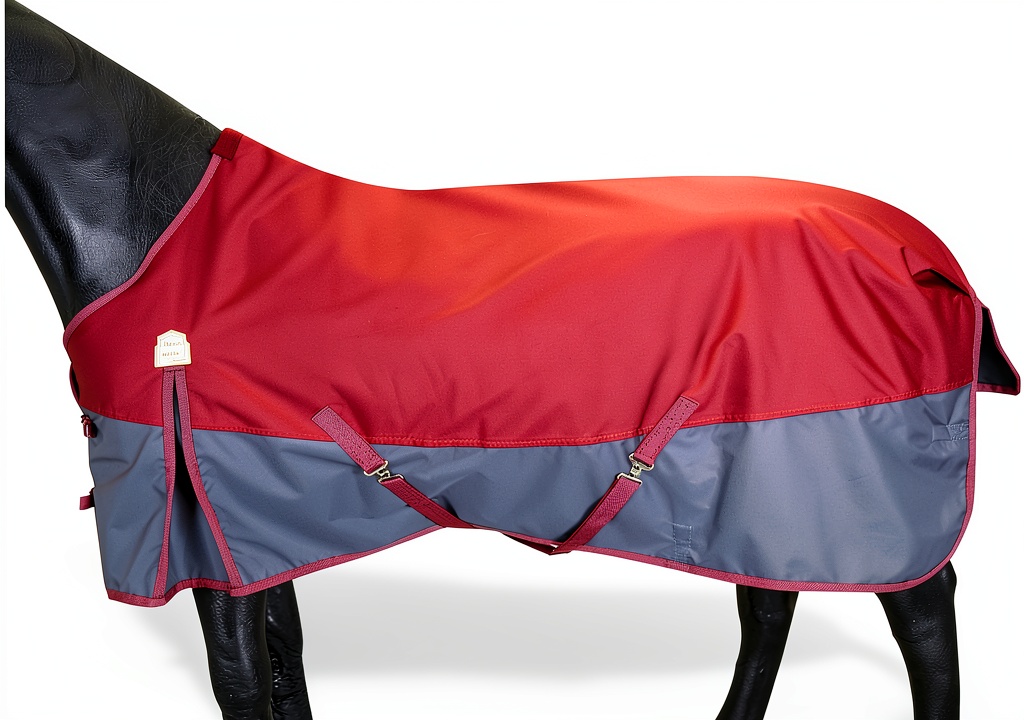 BARN STABLE Horse Turnout Blanket in Ancora Red color on a horse