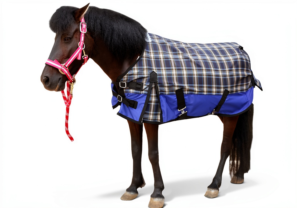 Gallopofff mini horse rain sheet in use during rainy weather