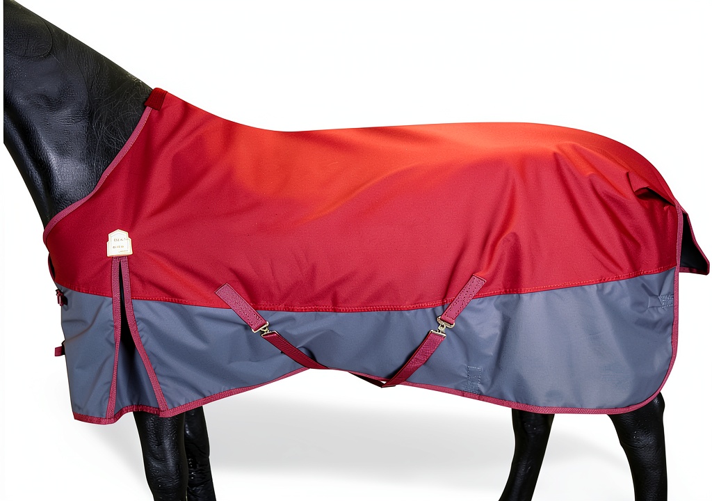 BARN STABLE horse blanket in Ancora Red/Senior Grey color on a horse