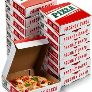 WOKAV Collapsible Pizza Box 8 Inch Small Red Green Eco Kraft-0