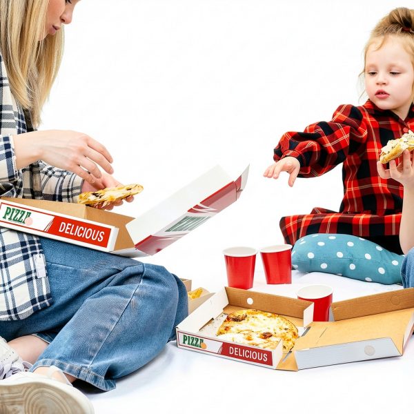 WOKAV Collapsible Pizza Box 8 Inch Small Red Green Eco Kraft-3