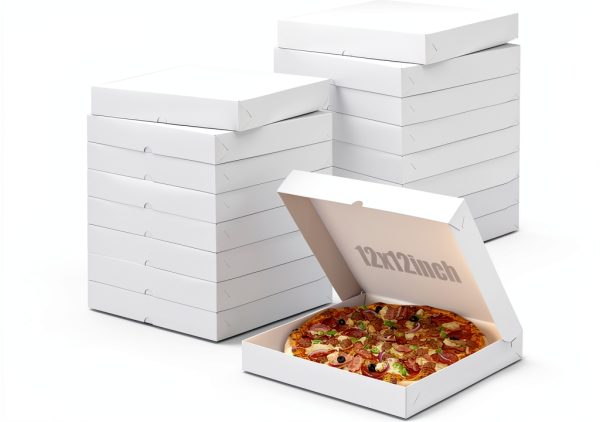 Tosstuki 12x12 White Cardboard Pizza Box 40 Pack Sturdy Disposable-0