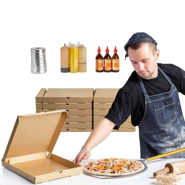 Pizza Boxes Fullhawl Kraft Corrugated 14x14 Brown-5