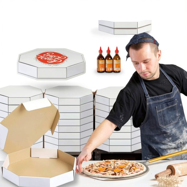 Teenyyou White Octagonal Pizza Box 14x14 Durable-4