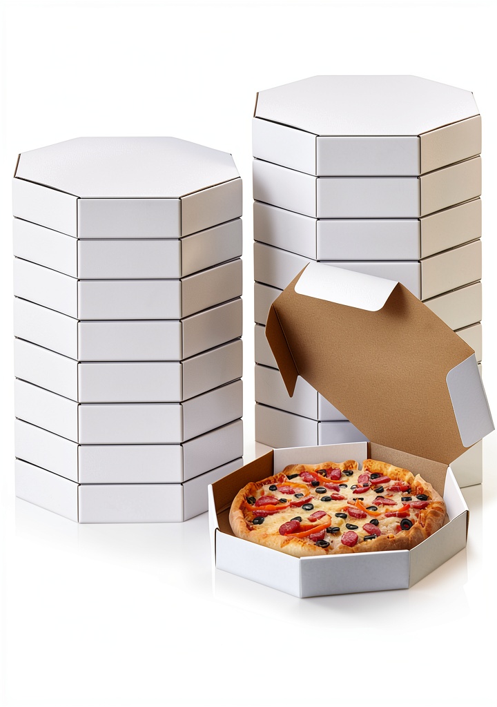Teenyyou octagonal pizza boxes being loaded into a delivery bag