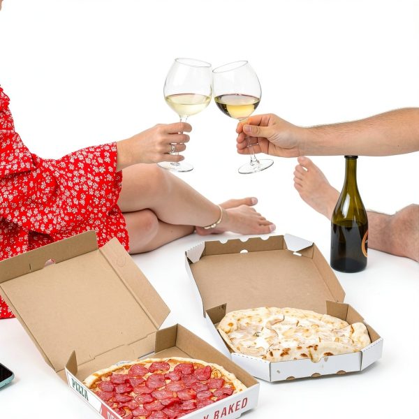 WOKAV Collapsible Pizza Box 8 Inch Small Red Green Eco Kraft-4