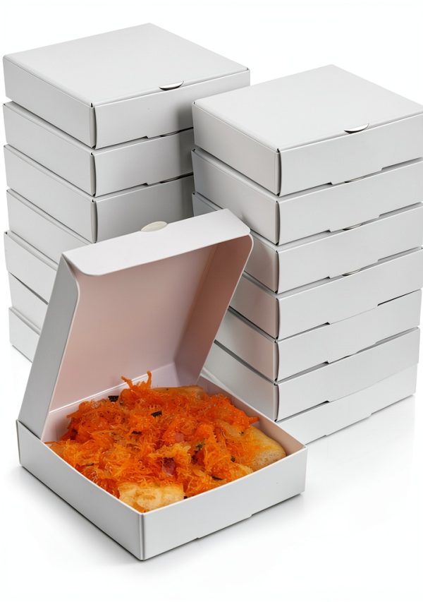 Mini Pizza Boxes WANGDEFA 100 White Cardboard Square Boxes for Cookies-0