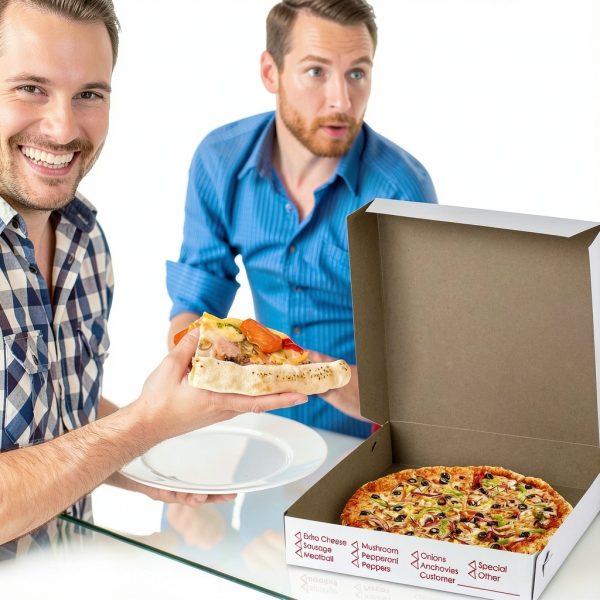 MT Products 12x12x2 White-Red Pizza Boxes Durable Clay Coated-2