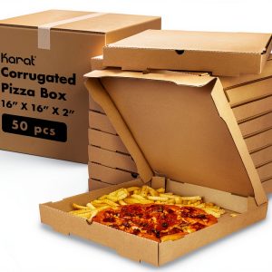 Karat Kraft Pizza Box Pack 50 8 to 16 Inch Grease Resistant Corrugated-0