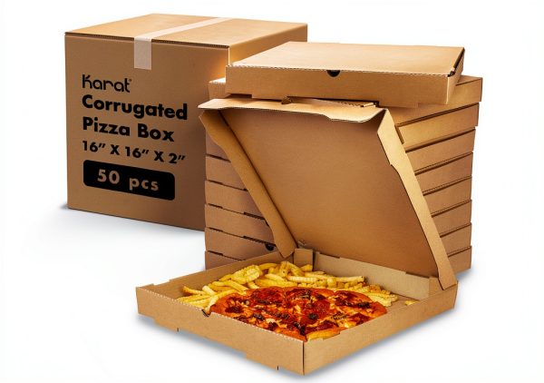 Karat Kraft Pizza Box Pack 50 8 to 16 Inch Grease Resistant Corrugated-0