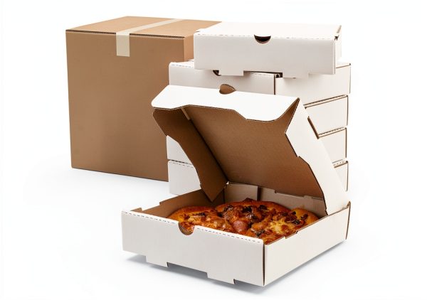 Karat Pizza Box Pack of 50 White & Kraft Corrugated Boxes 12x12 Inches-0