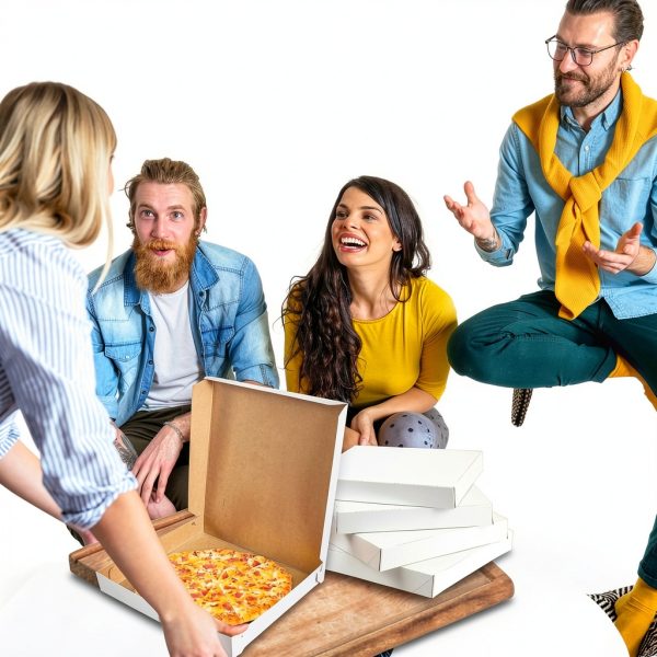 Pizza Box MT Products Ultra Thin White Square Box 12x12x1.9 Inch Pack-4