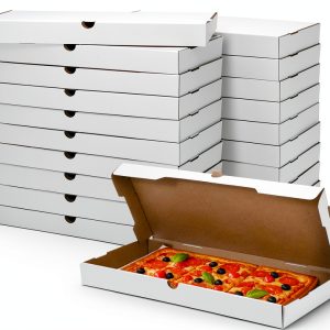 AmazingSpark Corrugated Pizza Boxes 14x7x1.5in 50 Pack Sturdy-0