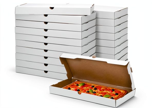 AmazingSpark Corrugated Pizza Boxes 14x7x1.5in 50 Pack Sturdy-0