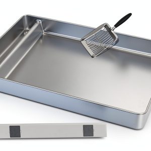 Cat Reusable Litter Tray COSPARX Steel with Scoop Petsafe Free Box-0